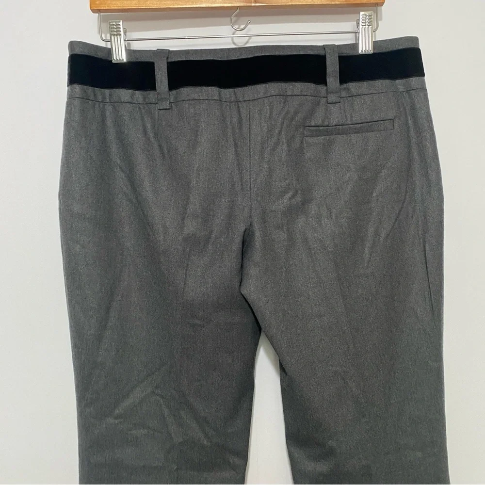 CELINE Gray Wool Trousers‎ Velvet Trim Tailored Pants 44 (US 12) Made in France